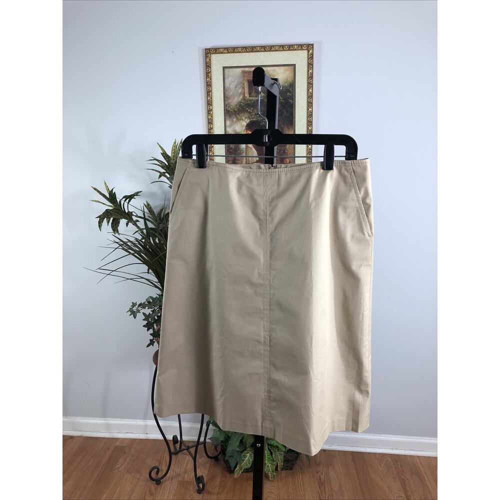 Banana Repub. Women Skirt Size 6 A Lined Knee Length Tan 2 Pockets Zipper Preppy